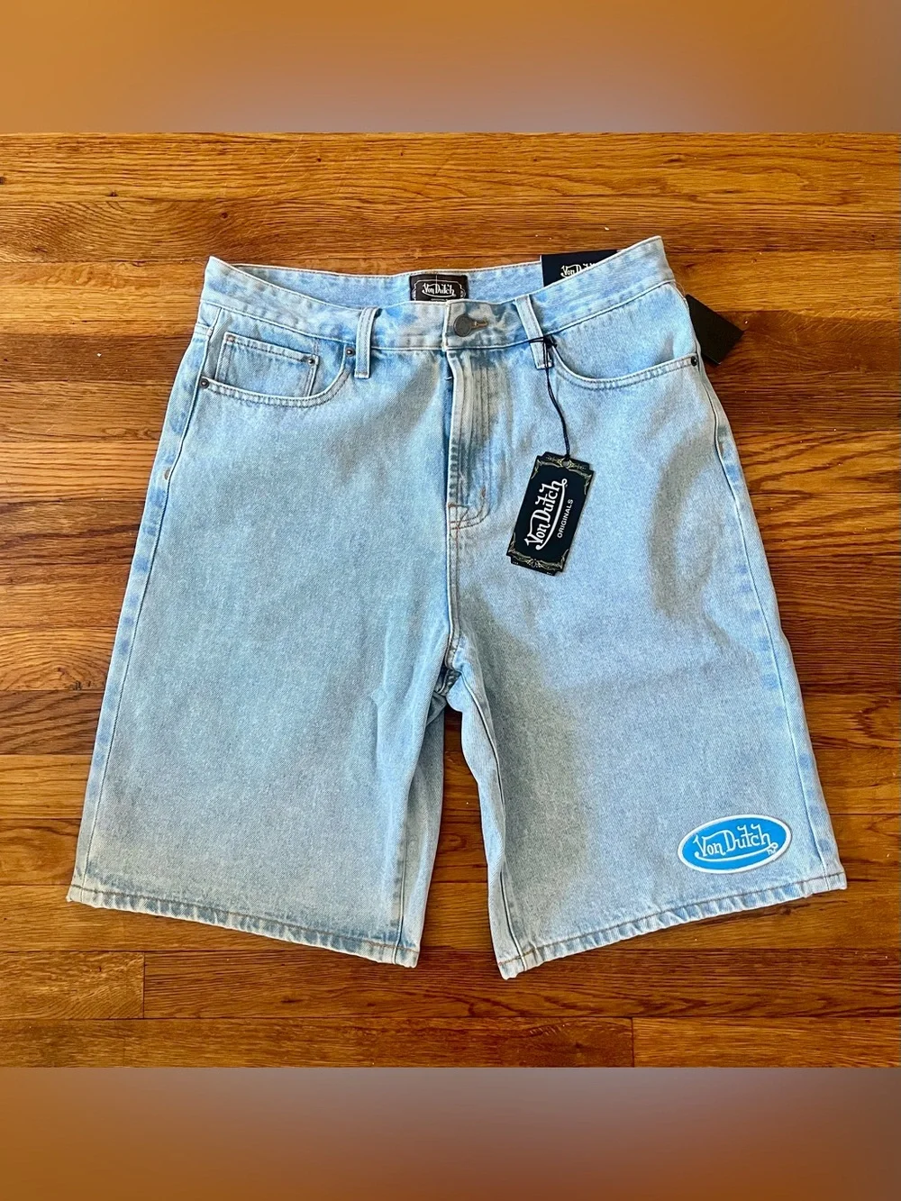 Von Dutch Baggy Long Denim Blue Y2K Jorts Men’s Size 32 & 34
